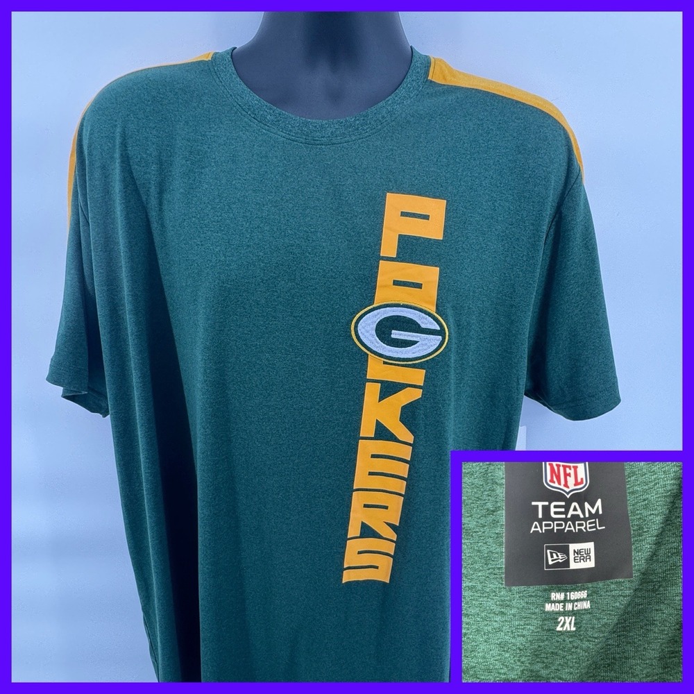 NFL Team Apparel Packers T-Shirt Mens 2XL Green Vertical Pack New Era
